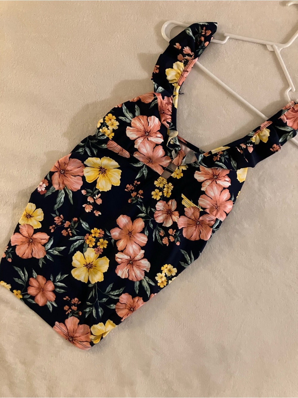 Isabel Maternity by Ingrid & Isabel Navy Floral Ruffle Strap Tank